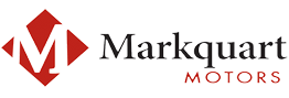 Logo of Markquart Motors, contains a red m and the words "markquart motors"